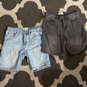 (2)Abercrombie Kids Light Blue and Gray Denim Shorts